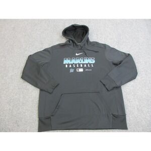 Miami Marlins Hoodie Mens XL Black MLB Baseball Nike Dri Fit Authentic